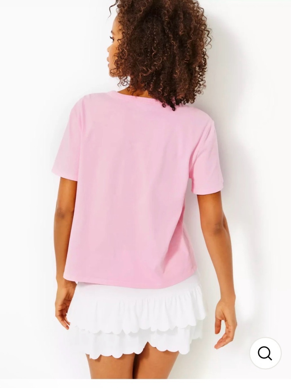 Lilly Pulitzer Luxletic Rally Tee Peony Pink tennis logo. Medium - Picture 2 of 7